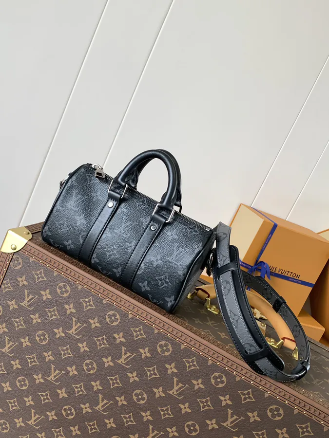 Aerogram Keepall XS in Black Flower Leather