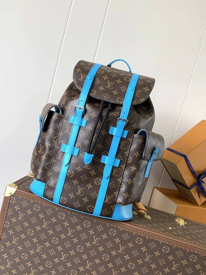 Christopher Large Backpack with Monogram Canvas and Crocodile Leather