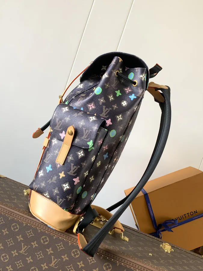 Christopher Large Backpack with Monogram Canvas and Crocodile Leather