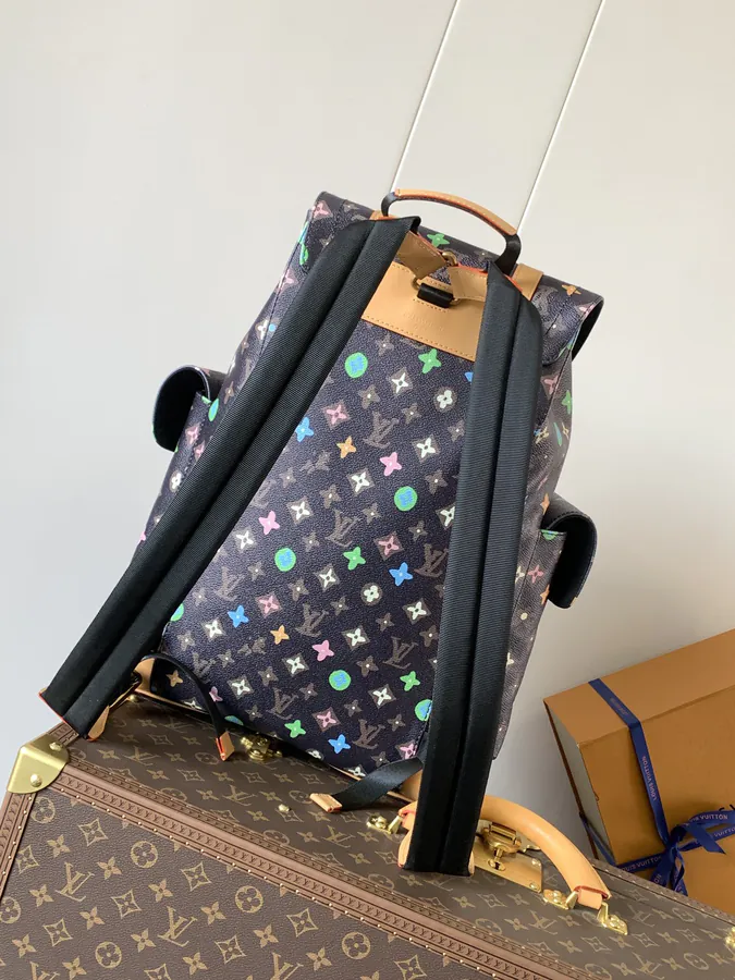 Christopher Large Backpack with Monogram Canvas and Crocodile Leather