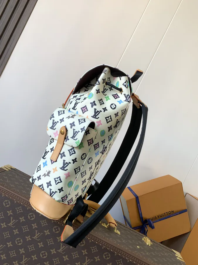 Christopher Large Backpack with Monogram Canvas and Crocodile Leather