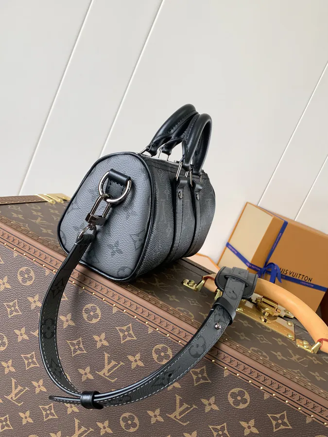 Aerogram Keepall XS in Black Flower Leather