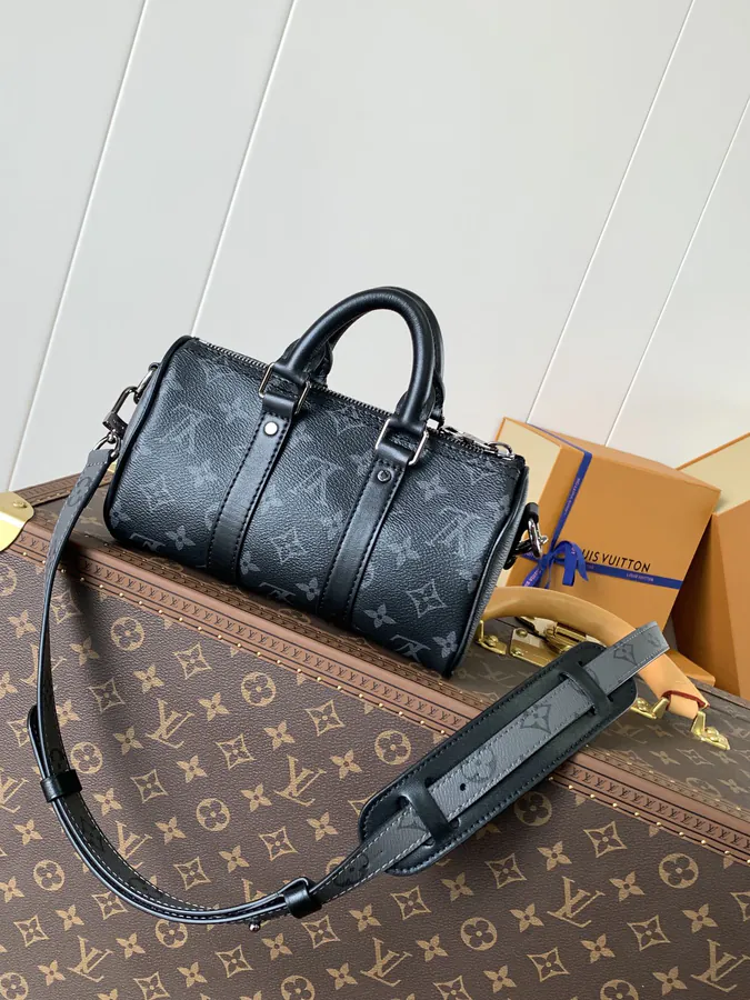 Aerogram Keepall XS in Black Flower Leather