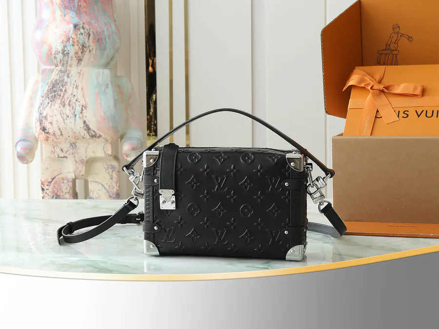 Nicolas Ghesquière Side Trunk Handbag in Black Full Leather