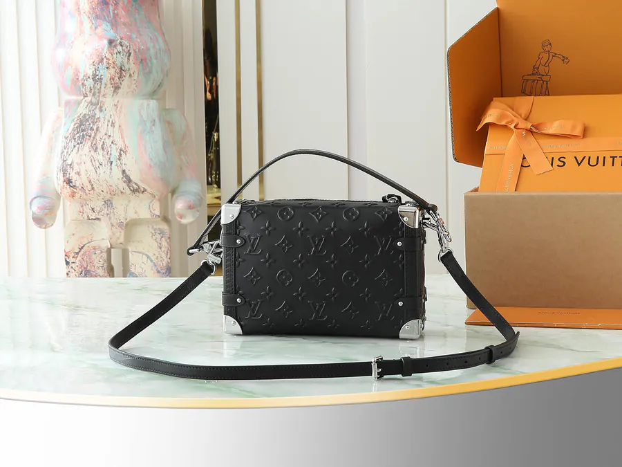 Nicolas Ghesquière Side Trunk Handbag in Black Full Leather