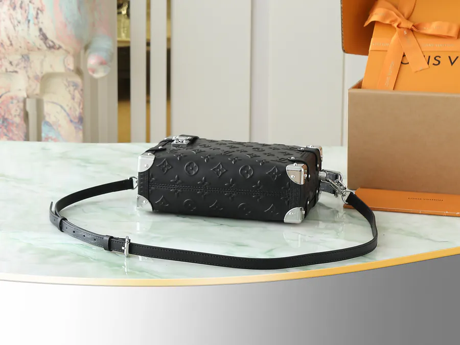 Nicolas Ghesquière Side Trunk Handbag in Black Full Leather