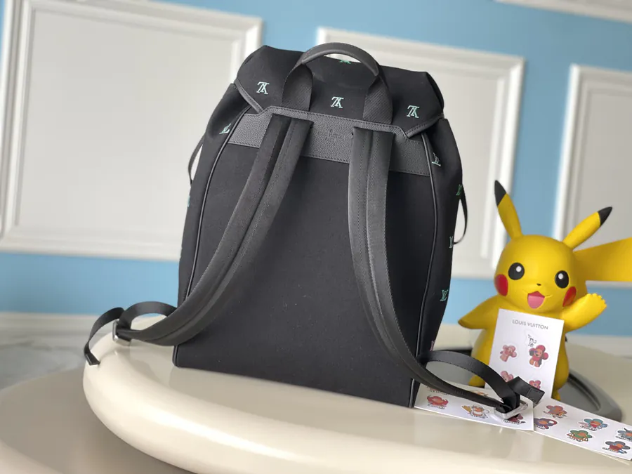 Montsouris Backpack LV Blason Denim Trim, Semi Handmade