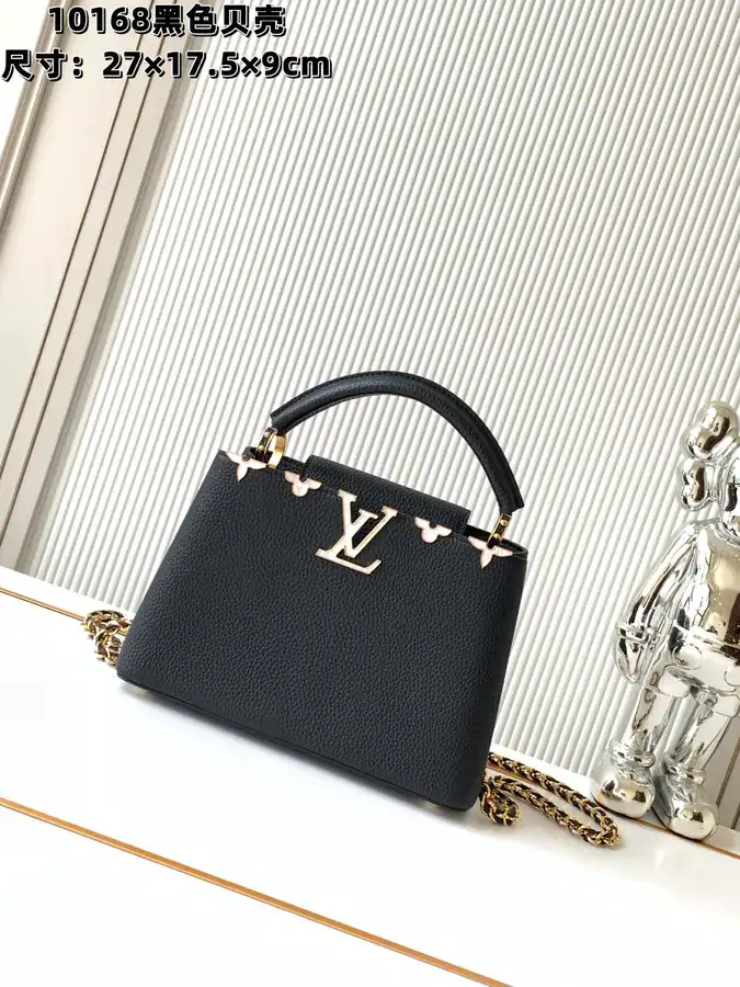 Capucines Flower Crown Bucket Bag Black and White