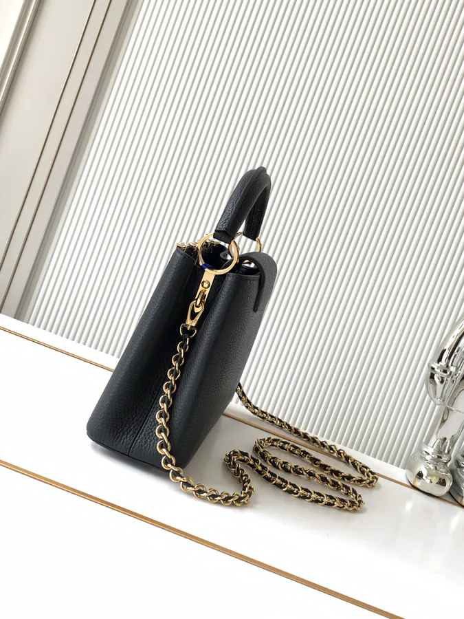 Capucines Flower Crown Bucket Bag Black and White
