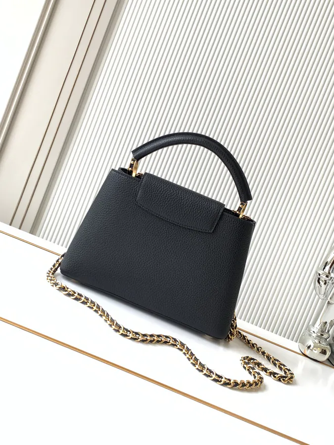 Capucines Flower Crown Bucket Bag Black and White