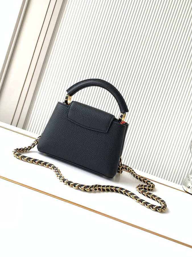 Capucines Flower Crown Bucket Bag Black and White Monogram