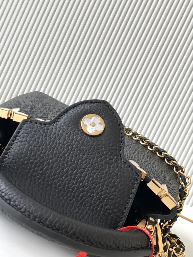 Capucines Flower Crown Bucket Bag Black and White Monogram