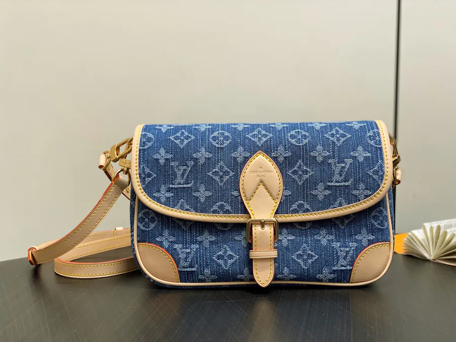 Diane Bucket Bag Blue Denim Calfskin