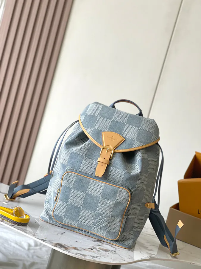Montsouris Double Shoulder Bag with Monogram Print