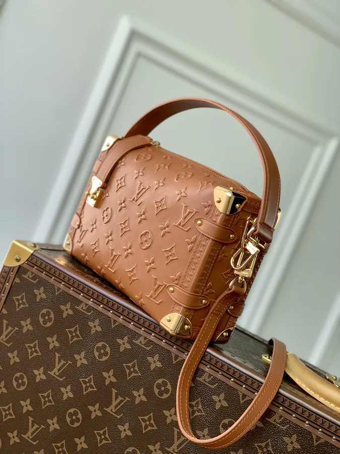 Nicolas Ghesquière Side Trunk Handbag in Full Leather Brown