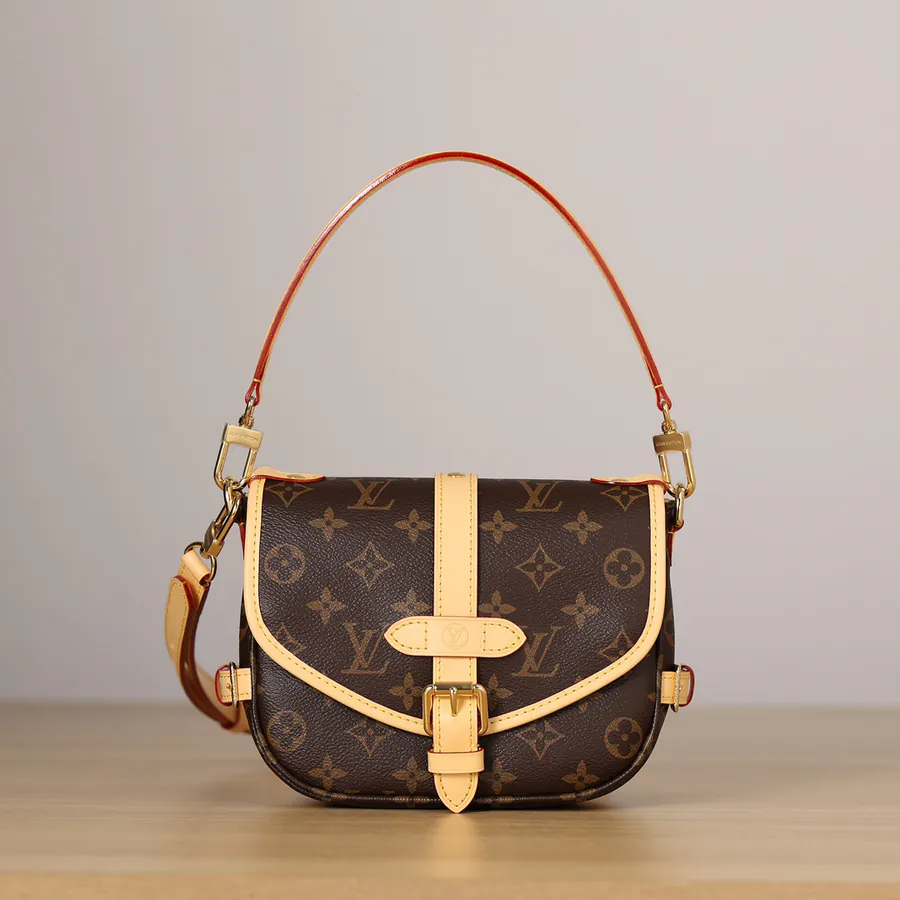 Saumur BB Handbag Monogram Canvas, Leather Trim, Contemporary Design