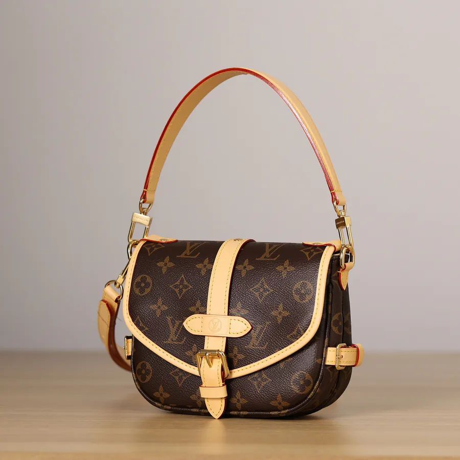 Saumur BB Handbag Monogram Canvas, Leather Trim, Contemporary Design