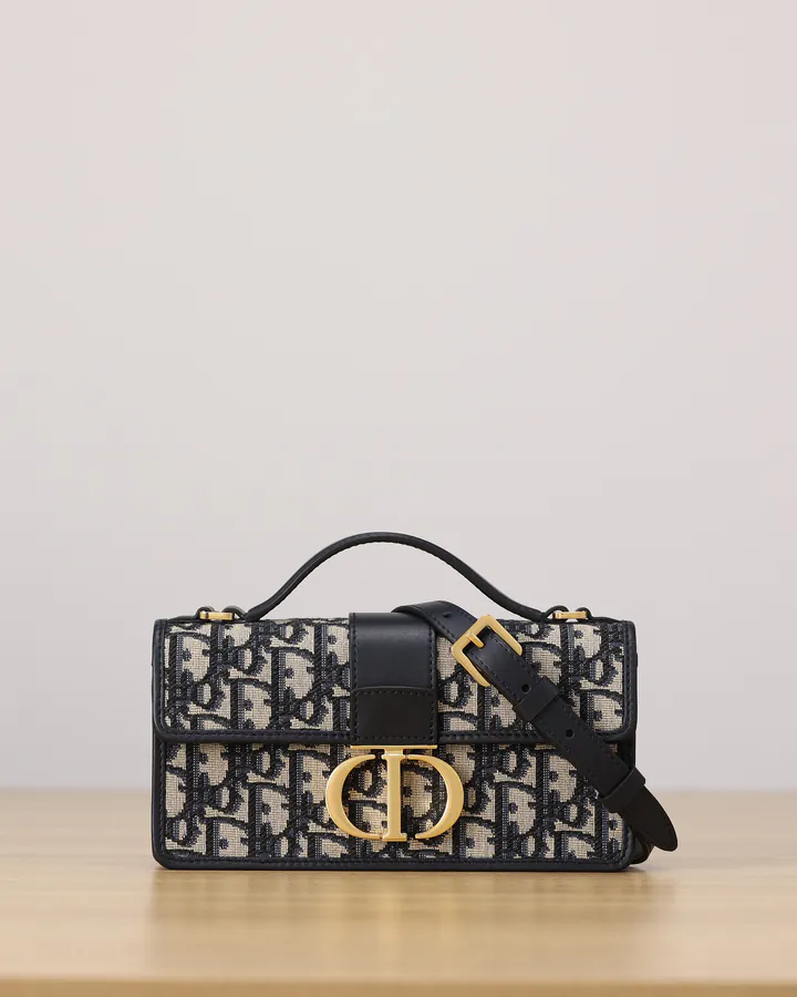 Miss Montaigne Mini Chain Bag with Blue Oblique Print