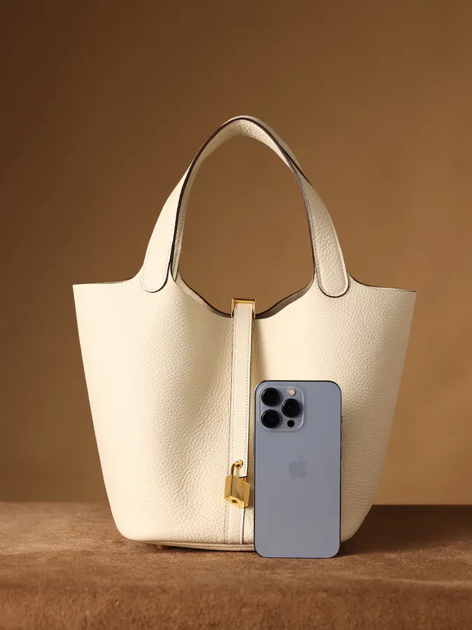 Coco Bucket Bag in Cream White with Gold Hardware