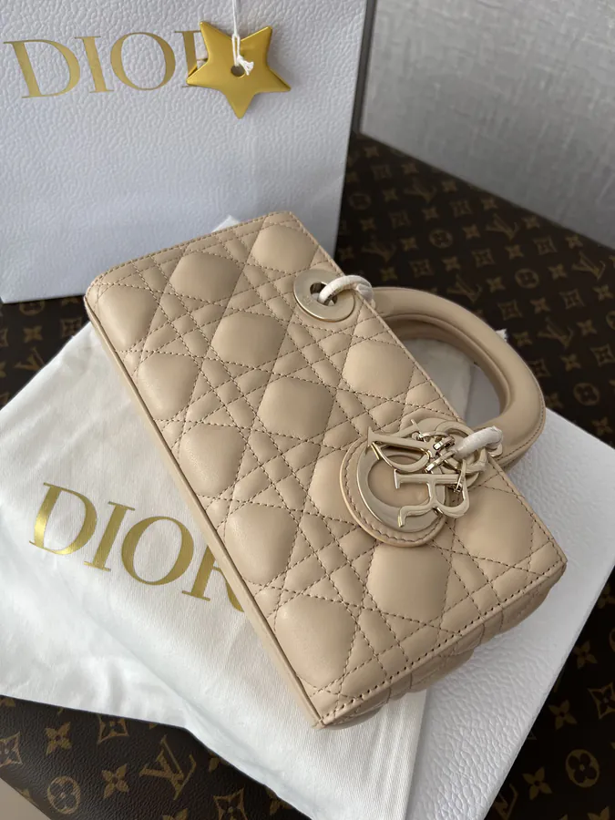 Lady D Joy Mini Handbag in Apricot Sheepskin Check