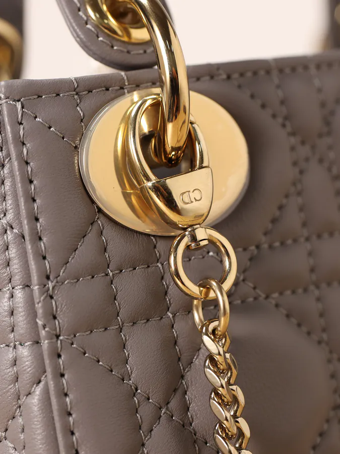 Dai Fei Bag Three Compartment Grained Calfskin Gold Clasp