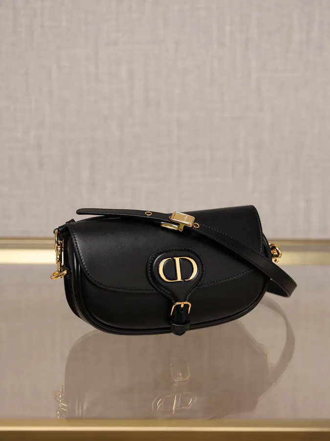 Bobby East West Shoulder Bag in Black Grained Calfskin