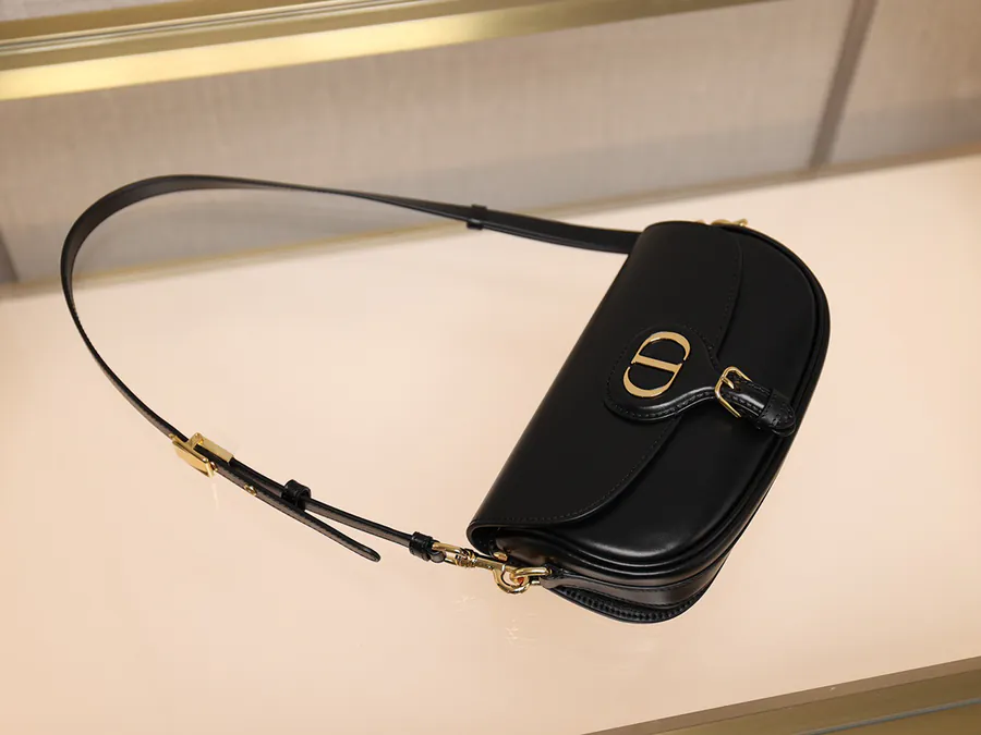 Bobby East West Shoulder Bag in Black Grained Calfskin