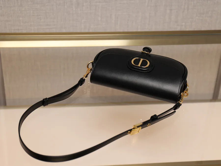Bobby East West Shoulder Bag in Black Grained Calfskin