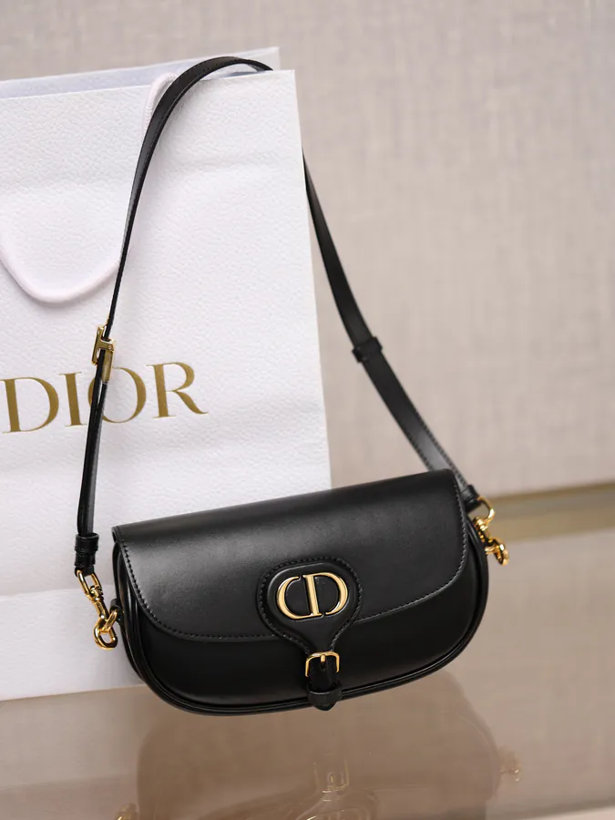 Bobby East West Shoulder Bag in Black Grained Calfskin