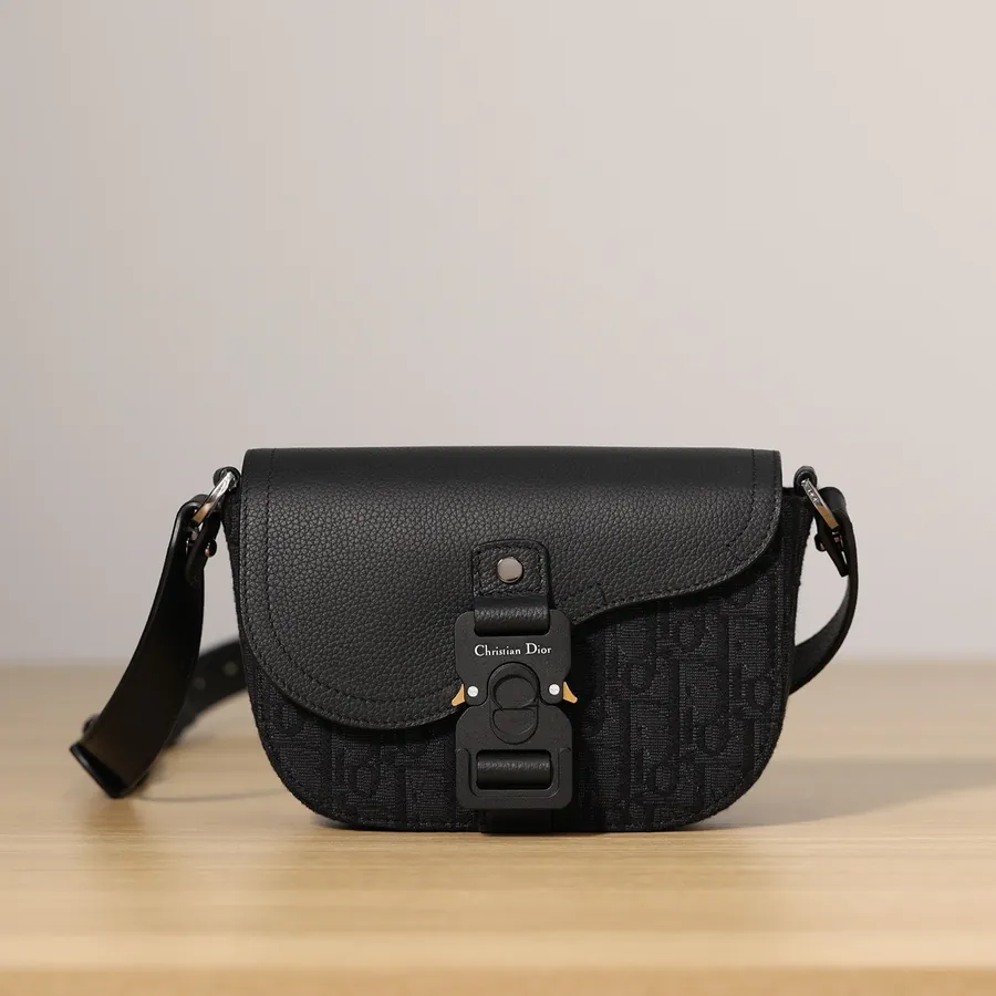 Christian Dior Saddle Tote with Strap Black