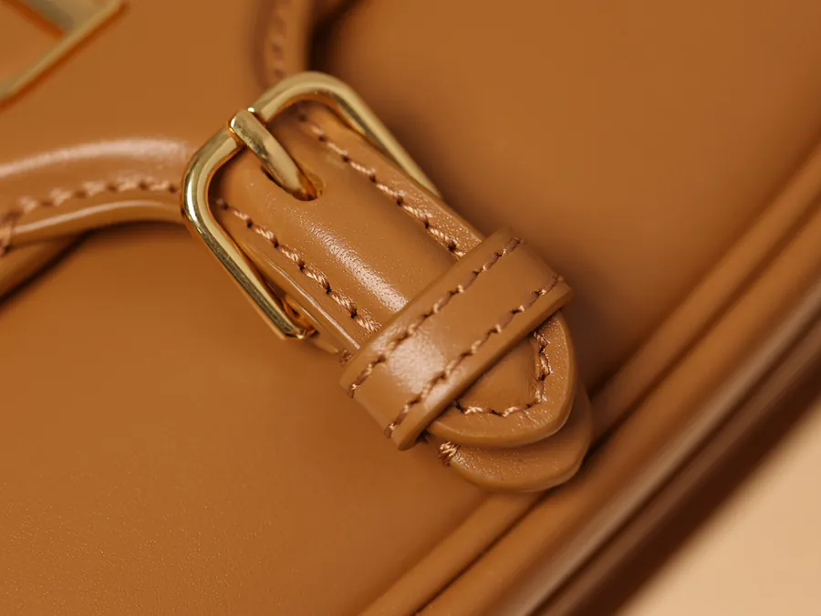 Bobby East West Handbag Caramel Glossy Calfskin