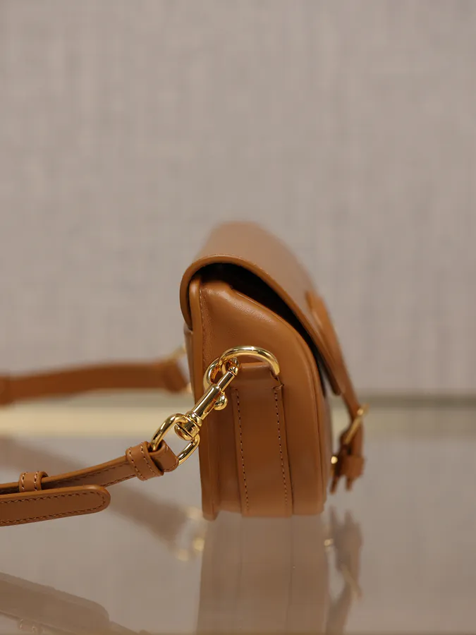 Bobby East West Crossbody Bag Caramel Patent Calfskin
