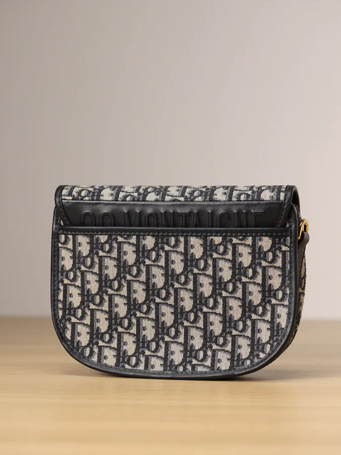 Bobby Handbag Medium Size, Vintage Gold Accents, Blue Oblique Print