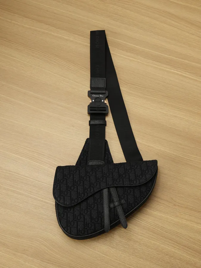 Christian Dior Men's Saddle Bag with Black Oblique Print