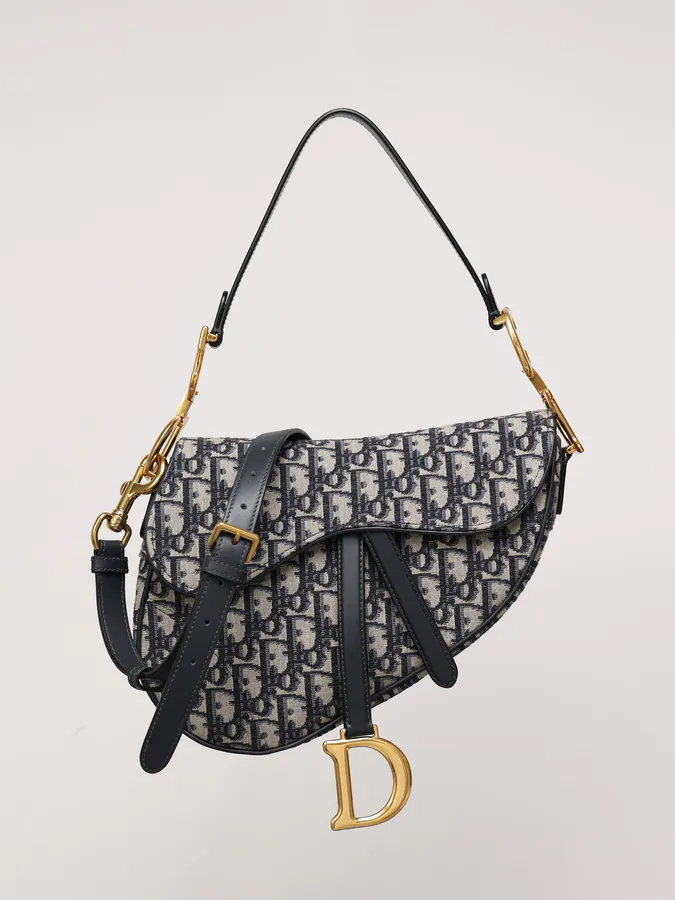 Maria Grazia Chiuri Saddle Bag with Blue Oblique Print