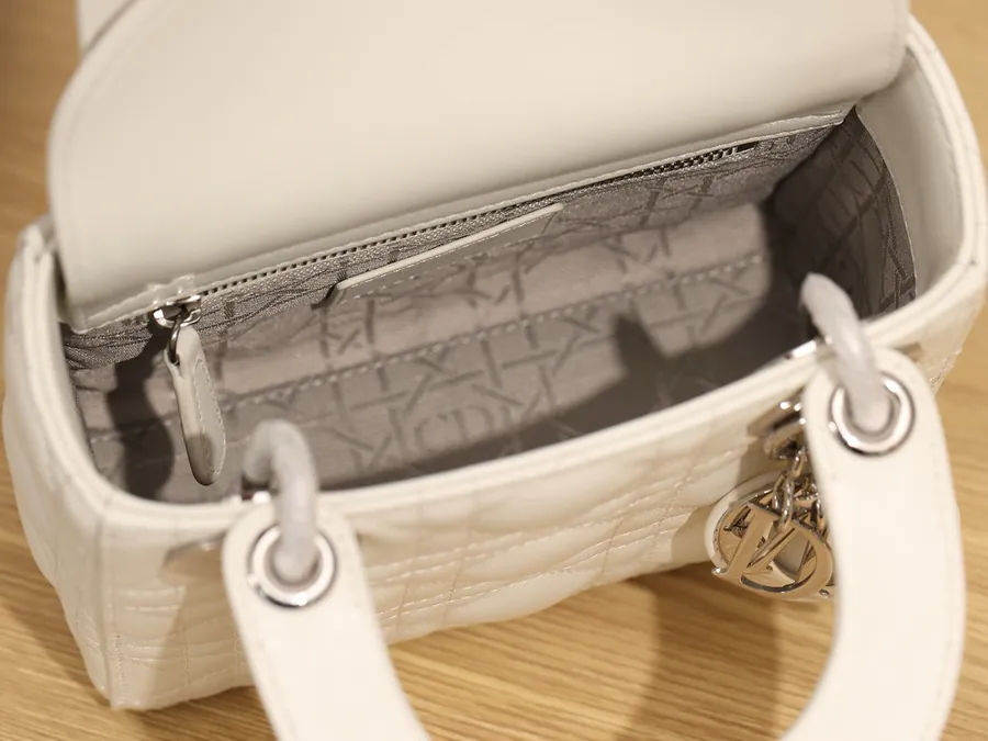 Dai Fei Bag Three Compartment Grained Calfskin Silver Clasp