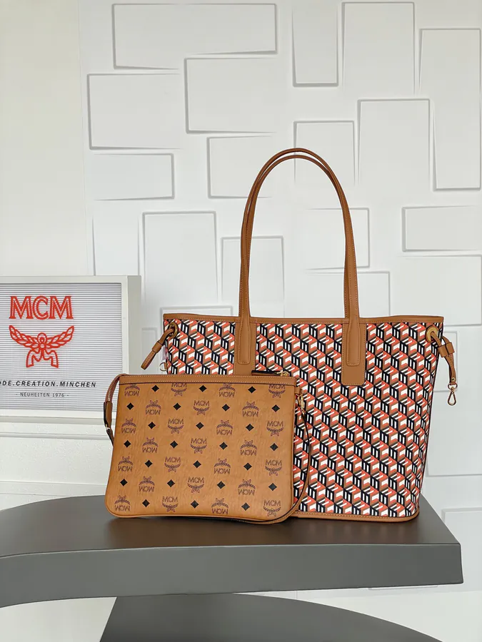 Visetos & Nappa Liz Bucket Bag Medium