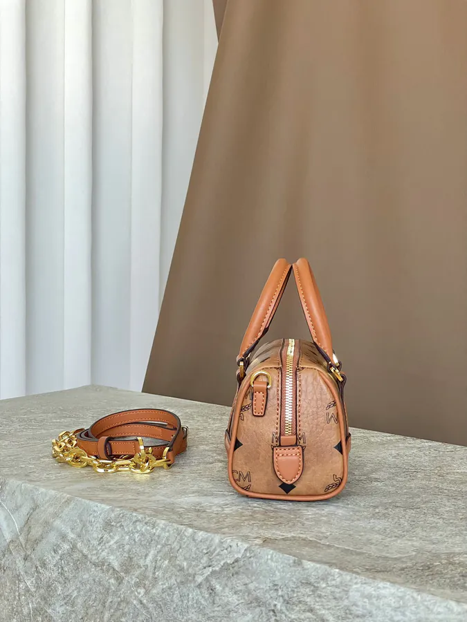 MCM Aren Visetos Mini Boston Bag