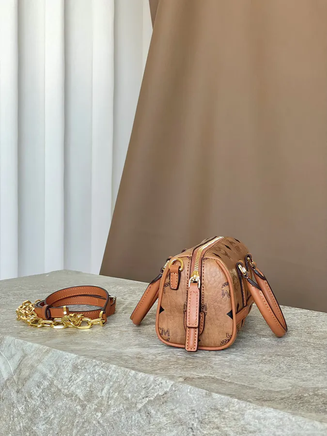 MCM Aren Visetos Mini Boston Bag