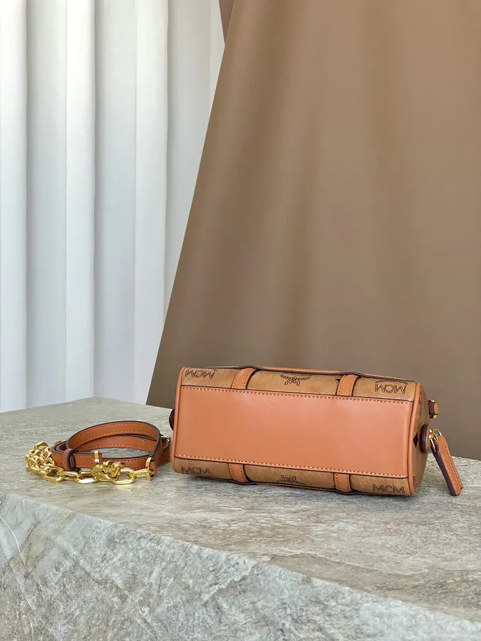 MCM Aren Visetos Mini Boston Bag