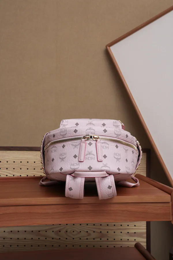 MCM Stark Visetos New Pink Mini Backpack