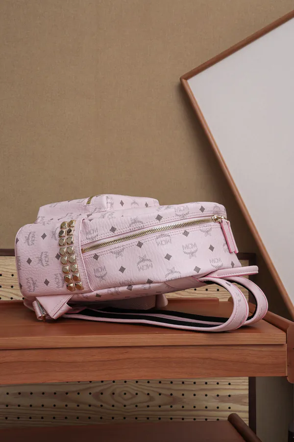 MCM Stark Visetos New Pink Mini Backpack