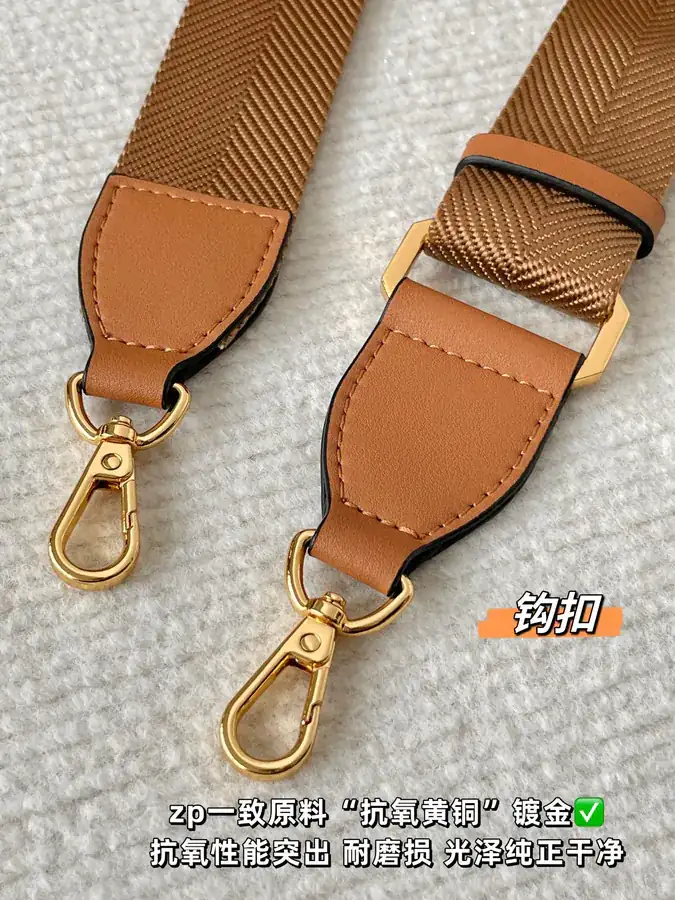 M Shoulder Strap Handmade Grained Calfskin with Nappa Leather and Anti Oxidation Gold Brass Hook