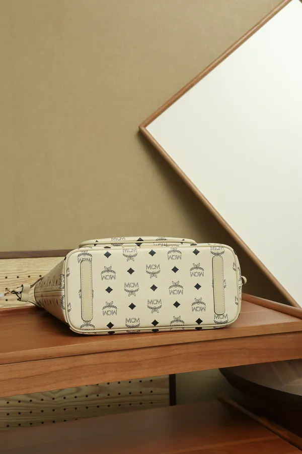 MCM Liz Visetos Beige Mini Bucket Bag
