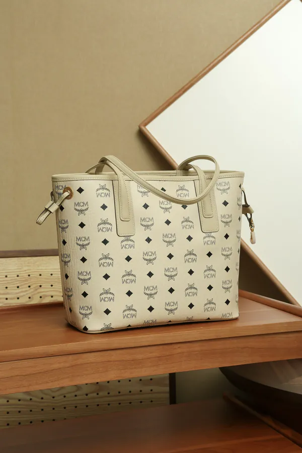 MCM Liz Visetos Beige Mini Bucket Bag
