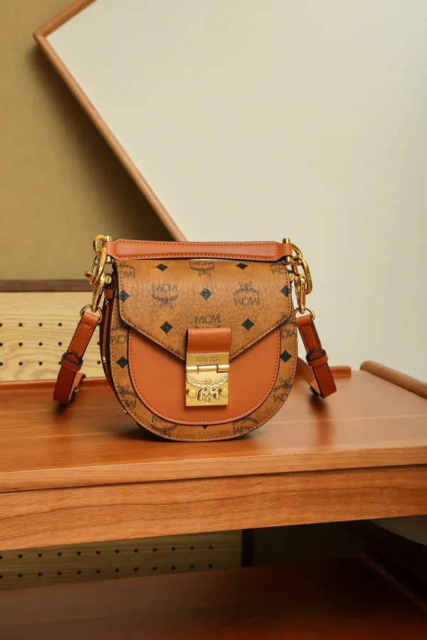 MCM Patriciia Visetos Cognac Mini Crossbody Tote