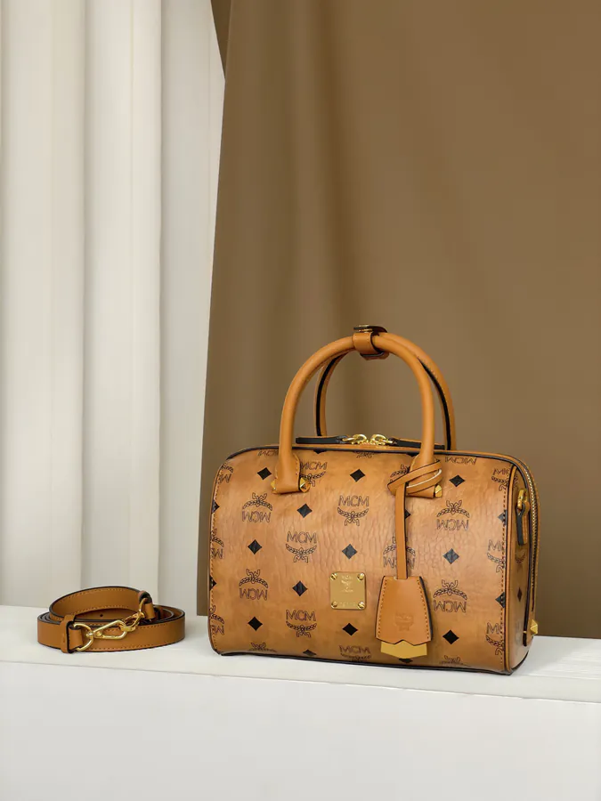 MCM Aren Visetos Small Boston Bag