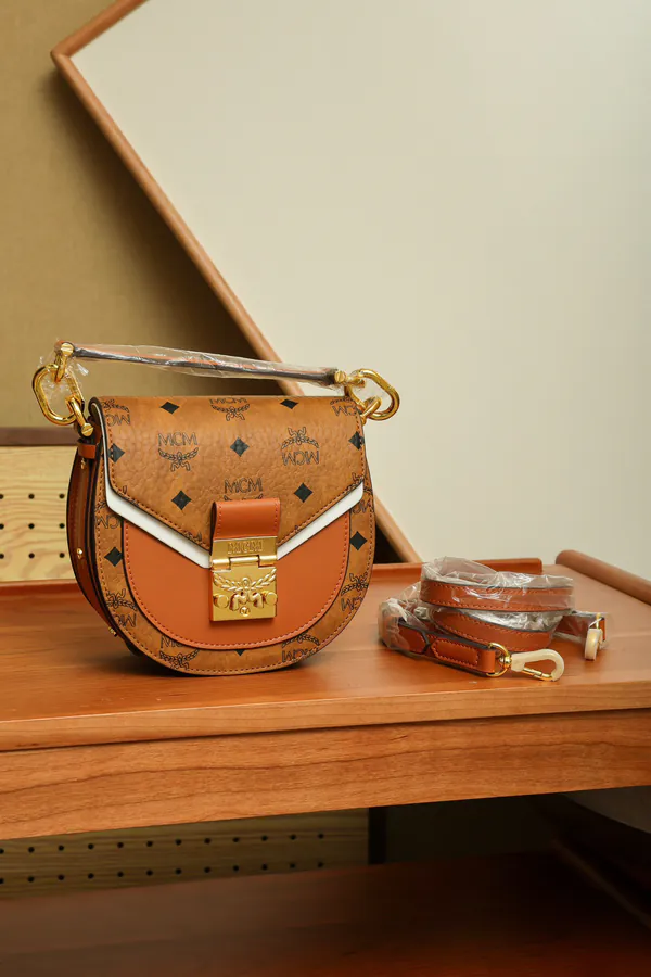 MCM Patriciia Visetos Cognac Mini Crossbody Tote