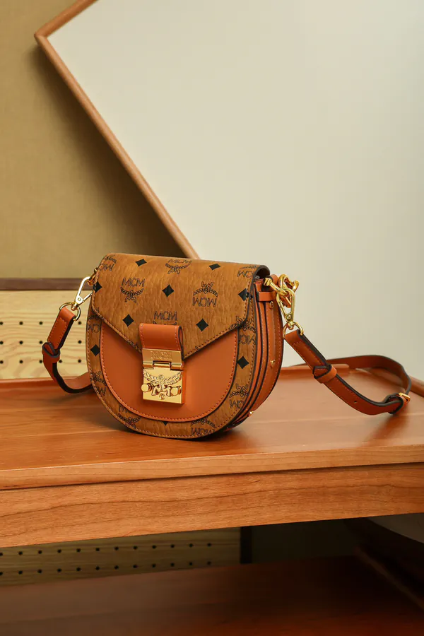 MCM Patriciia Visetos Cognac Mini Crossbody Tote