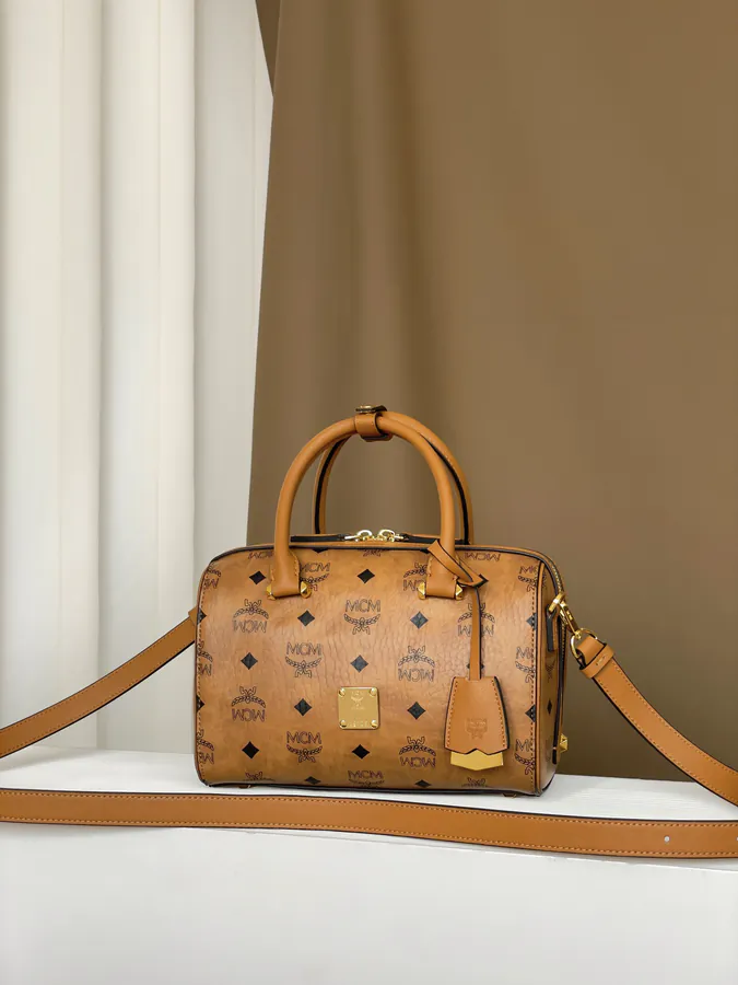 MCM Aren Visetos Small Boston Bag